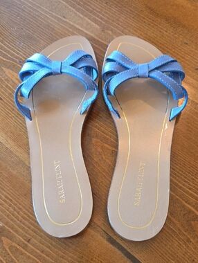 Sarah Flint Mirjana Blue Bow Slide Sandals 38 Size 8